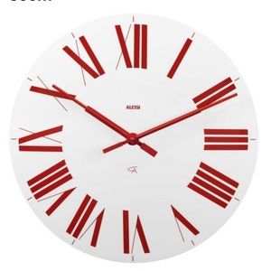 NWT,Alessi Firenze Clock White Red 36cm